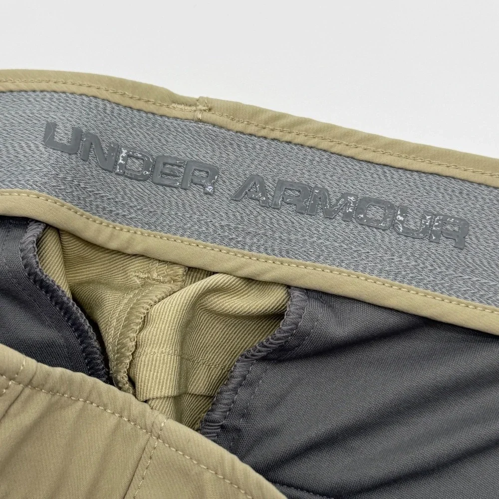 Under Armour Mens HeatGear Golf Shorts Tan Khaki‎ Loose Fit Size 38 RN 96510